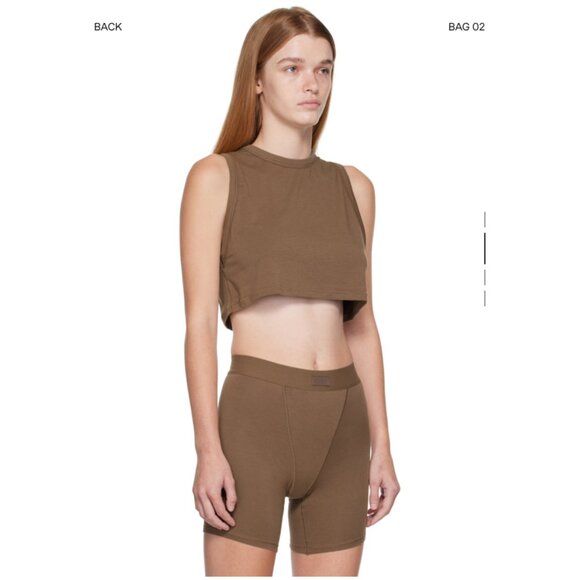 NWT SKIMS Brown SKIMS Boyfriend Sleep Crop Tank Top, Size: XS - Picture 2 of 7